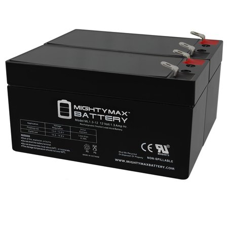 MIGHTY MAX BATTERY 12V 1.3Ah Replacement Battery for DURA12-1.3F - 2PK MAX3961057